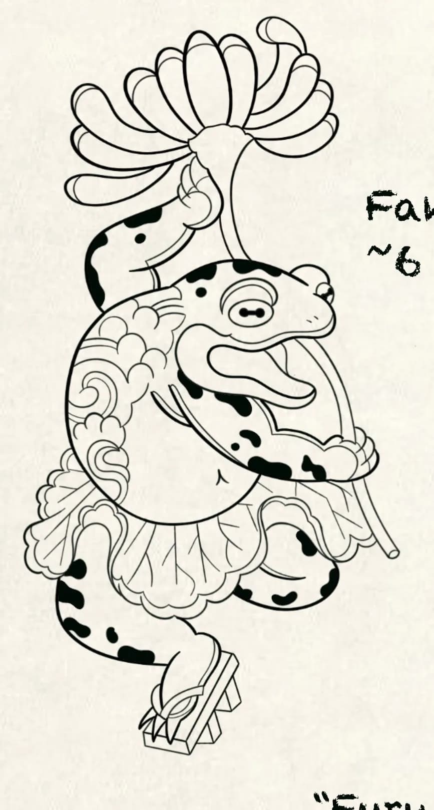 Japanese fan of the swamp flash design by Kamy Cao, available to tattoo in Vancouver.