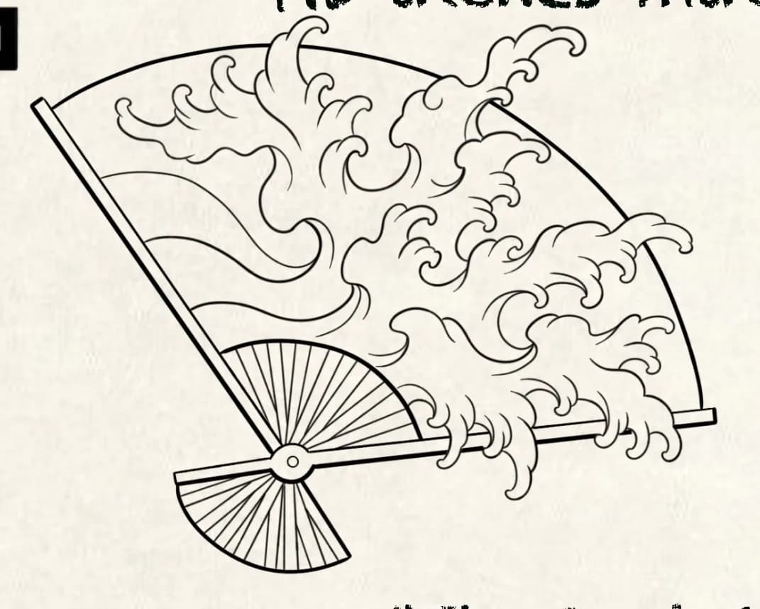 Japanese fan of tides flash design by Kamy Cao, available to tattoo in Vancouver.