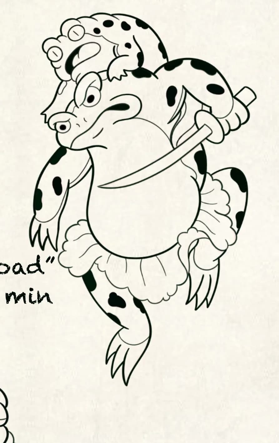 Japanese fury toad flash design by Kamy Cao, available to tattoo in Vancouver.