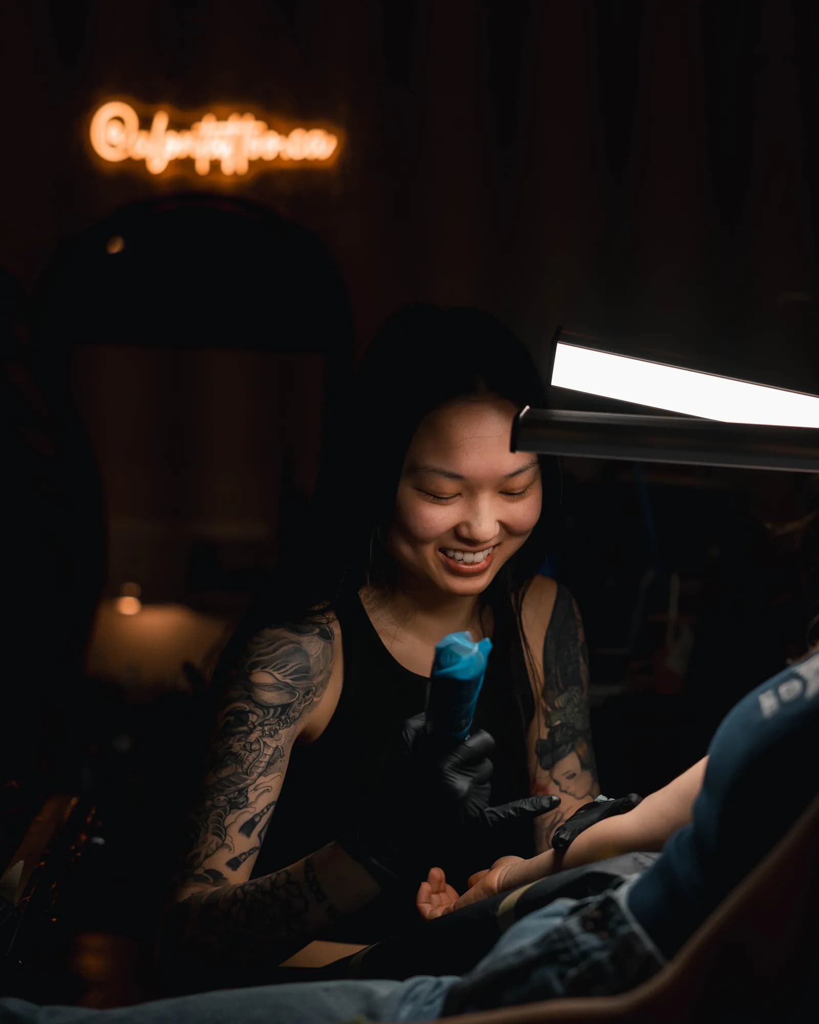 Kamy Cao, Japanese and anime tattoo artist, in Vancouver.