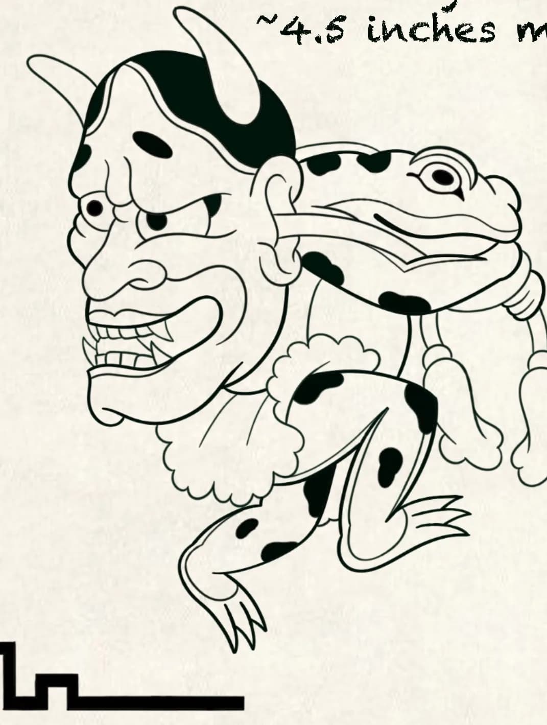 Japanese the croaking demon flash design by Kamy Cao, available to tattoo in Vancouver.