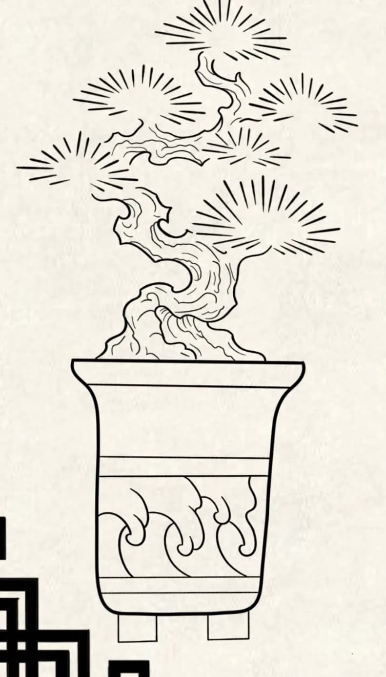 Japanese the upright root flash design by Kamy Cao, available to tattoo in Vancouver.